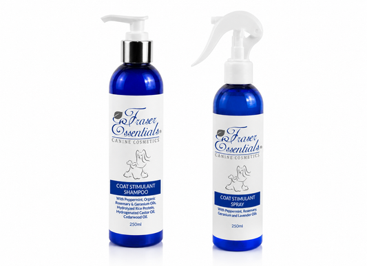 Fraser Essentials Coat Stimulant Bundle – Shampoo & Spray voor Gezonde Vachtgroei