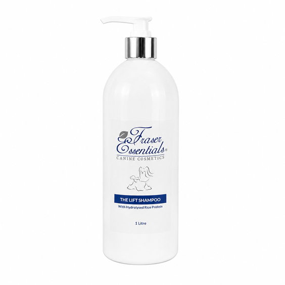Fraser Essentials The Lift Shampoo geconcentreerde texturiserende hondenshampoo voor extra lift, volume, structuur en vachtscheiding bij Poedels, Spitz-rassen en showhonden.