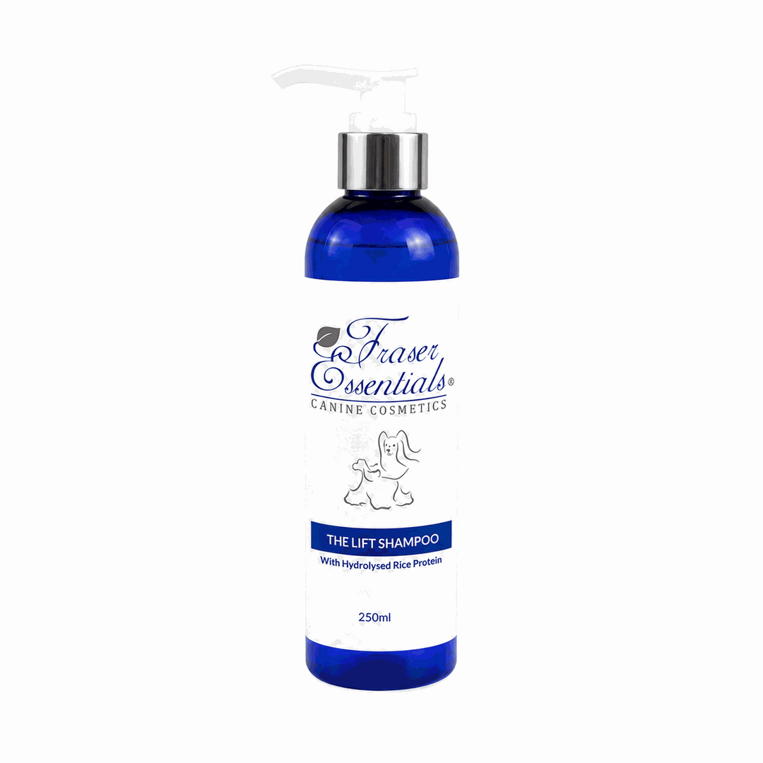 Fraser Essentials The Lift Shampoo geconcentreerde texturiserende hondenshampoo voor extra lift, volume, structuur en vachtscheiding bij Poedels, Spitz-rassen en showhonden.